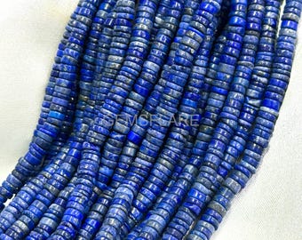 5-6mm Natural Lapis Lazuli Heishi Beads, Lapis Lazuli Flat Disc Smooth Gemstone Beads – Lapis Beads for Jewelry Making Supplies DIY Craft