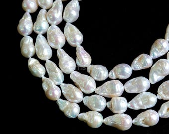Natural White Fresh Water Pearl Baroque Beads, 17x12-20x13mm White Pearl Nugget Beads, Loose Baroque Pearls Pearl Beads for Jewelry Making