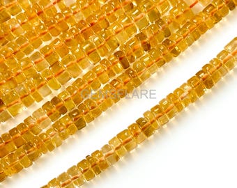 Natural Citrine Smooth Heishi Beads, Loose Gemstone Beads Strand, 4MM-5MM Citrine Beads, AAAA Citrine Beads For Jewelry Making DIY Crafts