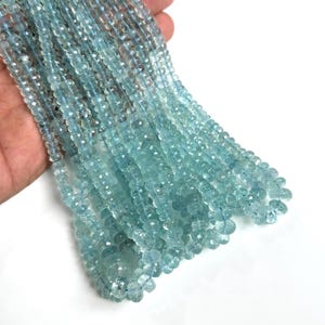 AAA + Blue Aquamarin Perlen Natürliche Aquamarin Rondelle Perlen 4-9 mm 16-Zoll-Strang Facettierte Aquamarin Perlen Blau Aquamarin Perlen für Schmuck