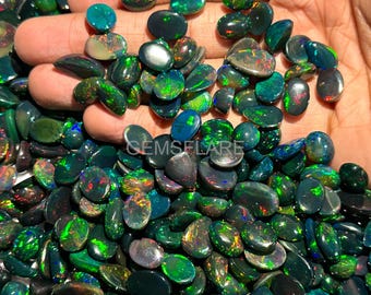 AAA Natural Black Opal Cabochon 3 Carats Black Opal Welo Fire Ethiopian Black Opal Cabochon October Birthstone Black Opal 8x10-10x14MM