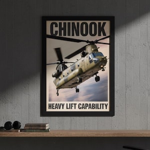 CH-47 Chinook Poster, Military Aviation, Technical Decor (Digital Download)