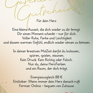 Gutschein kreative Malzeit online | Kreativer Workshop für Frauen & Mamas | Personalisierter Geschenk Gutschein