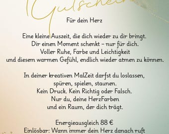 Gift certificate for creative painting time online | Creative workshop for women & mothers | Personalized gift certificate