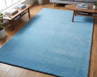 Sky Blue Area Rug 7X10 8X10 9X12 Solid Color Minimalist Rug, Modern Plain Carpet, Soft Blue Living Room Rug, Bedroom Home Decor Rug