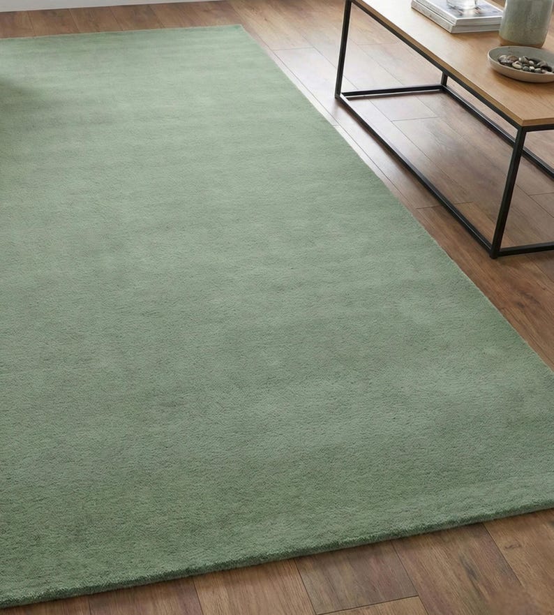 Solid Green Rug Sage Green Area Rug 7X10 8X10 9X12 Solid Color Modern Rug, Minimalist ...