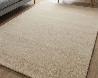 Beige Area Rug, Solid Neutral Rug 7X10 8X10 9X12 Minimalist Cream Carpet, Soft Plush Living Room Rug, Modern Scandinavian Home Decor Rug
