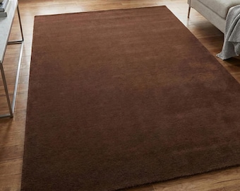 Solid Brown Area Rug 7X10 8X10 9X12 Minimalist Modern Rug, Neutral Living Room Carpet, Plain Contemporary Floor Rug, Bedroom Home Decor Rug