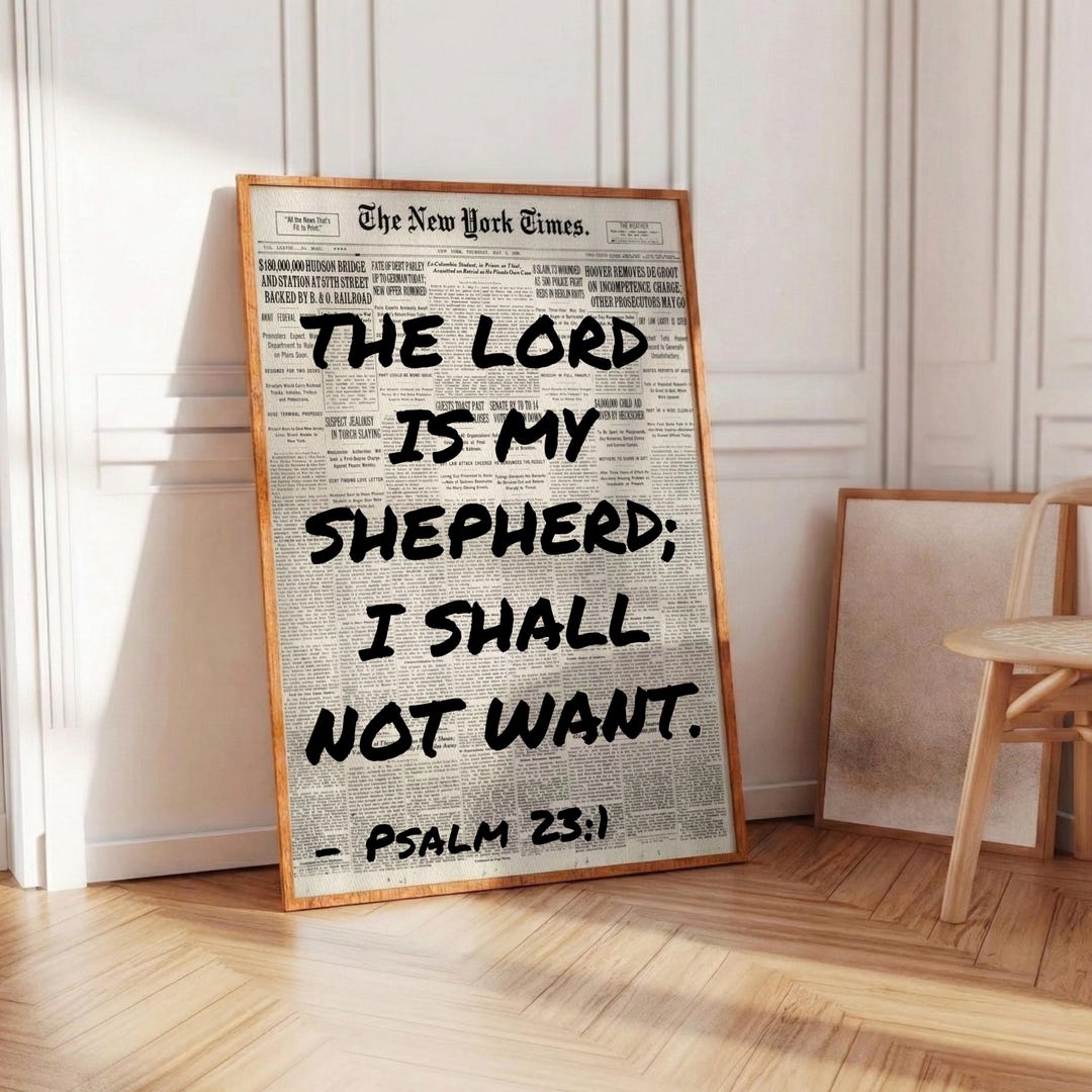 Psalm 23 1 the Lord is My Shepherd Wall Art, Newspaper Print Christian ...