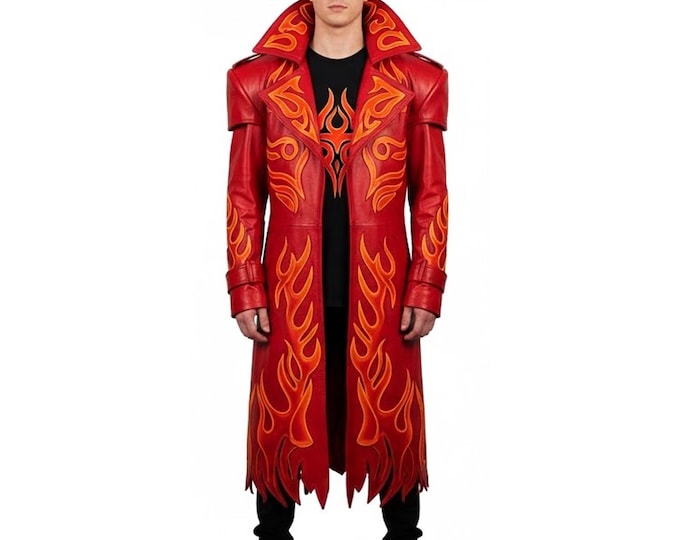 Vash the Stampede Red Leather Coat, Trigun Cosplay Trench Jacket, Dante Devil May Cry Gothic Costume, Anime Gamer Gift, Handmade Long Duster