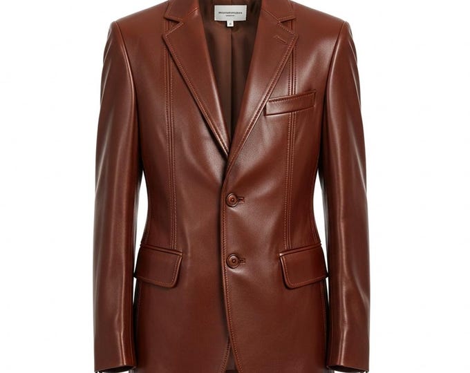 Handmade Leather Blazer for Women, Oversized 90s Vintage Style Coat, Real Lambskin Soft Leather Jacket, Minimalist Streetwear Fashion Gift