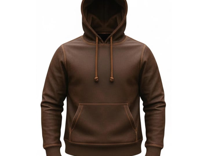 Men's Handmade Brown Leather Hoodie Jacket | Vintage Sheepskin Pullover | Biker Streetwear Outerwear