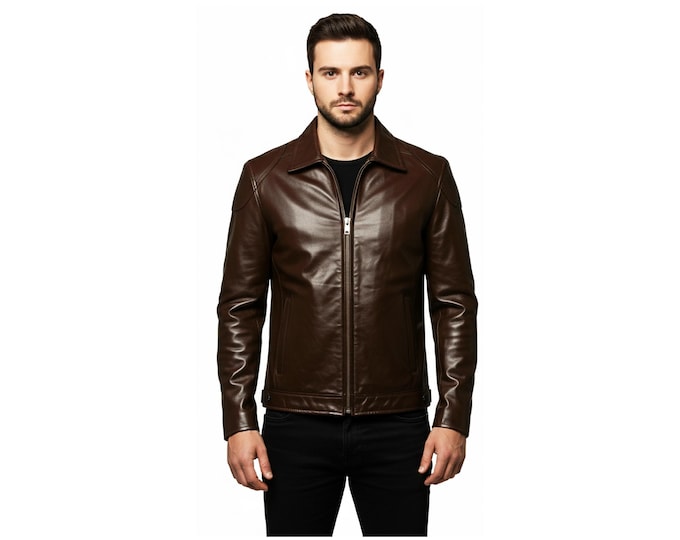 Dark Brown Leather Jacket For Men | Made From Real Sheepskin