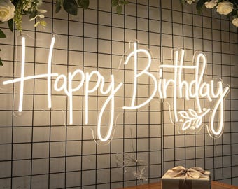 Custom Birthday Neon Sign, Happy Birthday LED Sign, Birthday Party Decor, Personalized Birthday Gift, Home Décor, Handmade Birthday Sign