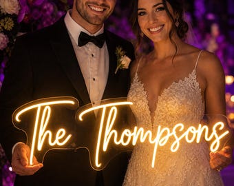 Custom Wedding LED Sign, Custom Last Neon Name, Neon LED Sign, Couple Neon Sign, Neon Wall Decor, Name Neon Sign, Home Decor,Neon Sign light
