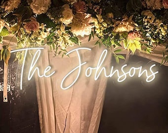 Custom Family Name Neon Sign, Last Name Neon Sign, Neon Wedding Sign, Neon Wedding Decor, Wedding Backdrop Sign, Couple Neon Sign,Room Decor