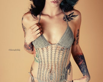 Crochet monokini set, one piece swimsuit, handmade swimwear.