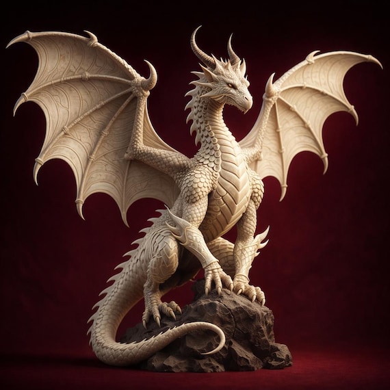 Fantasy Dragon 3D Model STL – High Detail Dragon Statue for 3D Printing, Mythical Creature Resin Print File
