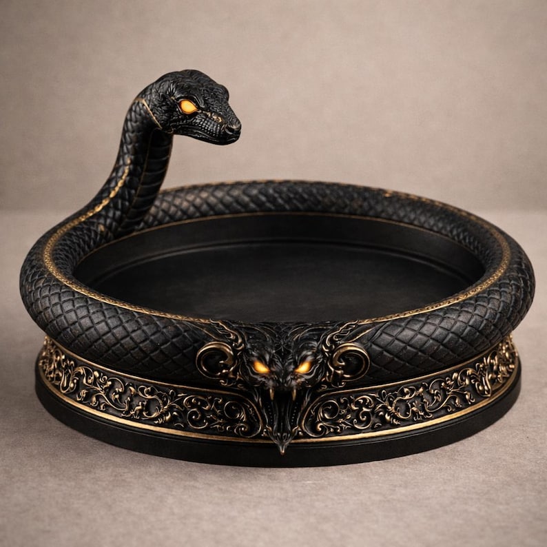 Snake Bowl STL File – Gothic Serpent Storage Bowl 3D Print, Dark Fantasy Decor, Resin Printable STL image 1