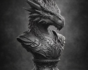 Dragon Bust STL File for 3D Printing | Fantasy Sculpture Model | High Detail Dragon Head STL | Resin Ready | Instant Download