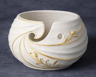 Keramik-Garnschüssel, Goldakzent-Garnhalter, Strick-Häkelschüssel, eleganter Handwerks-Organisator