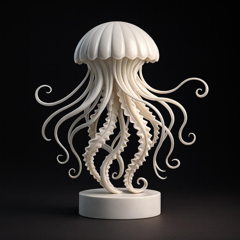 Jellyfish STL File for 3D Printing | Abstract Ocean Sculpture | Modern Decor STL | Artistic Design | High Detail | Instant Download image 2