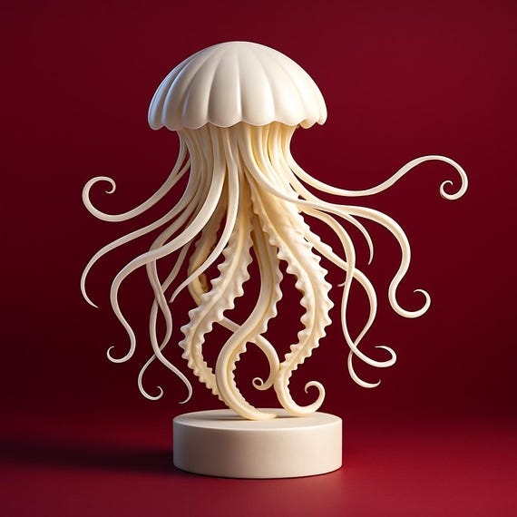 Jellyfish STL File for 3D Printing | Abstract Ocean Sculpture | Modern Decor STL | Artistic Design | High Detail | Instant Download