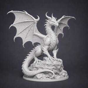 Fantasy Draak 3D Model STL – Zeer gedetailleerd drakenbeeld voor 3D-printen, mythisch wezen, printbestand van hars afbeelding 2