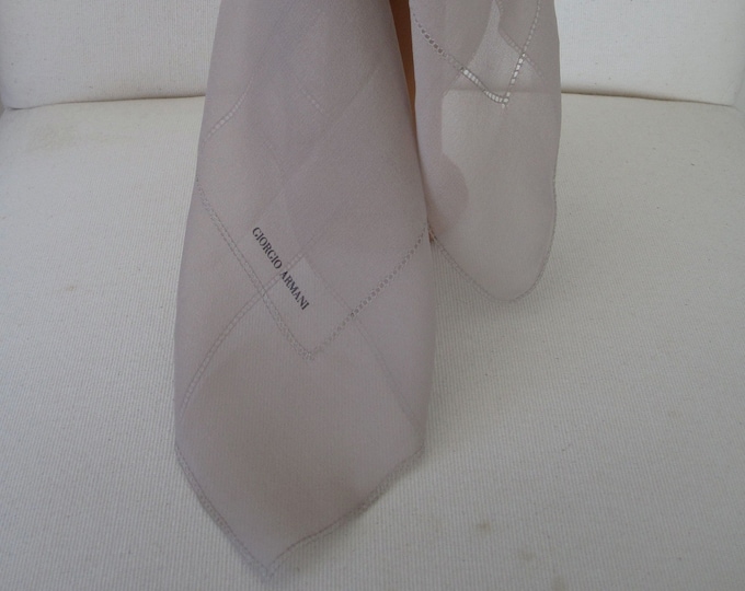 Giorgio Armani Vintage 90s Taupe Silk Chiffon Pocket Square