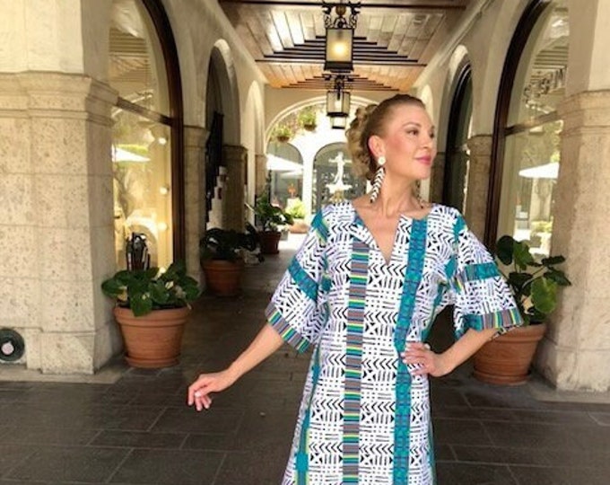 C≈2≈C - The Caftan – African White Wax Print, Handmade Caftan