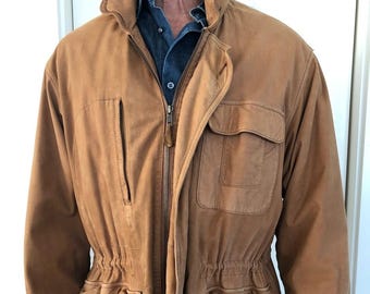 Vintage Banana Republic Rust Suede Safari Field Jacket 1980s