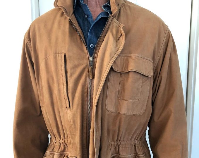 Vintage Banana Republic Rust Suede Safari Field Jacket 1980s