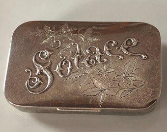 Antique Gorham Sterling Silver Solace Snuff Tobacco Box circa 1890