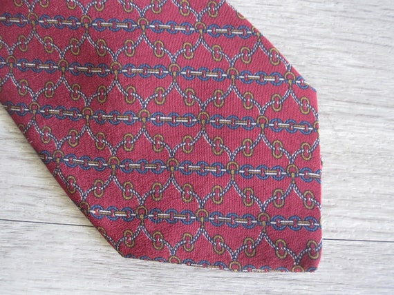 Celine Paris Vintage Burgundy Silk Tie – 1970s - image 3