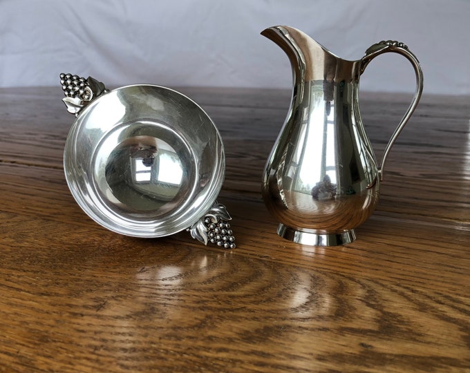 Midcentury Tiffany & Co Makers Sterling Silver Footed Sugar Bowl and Cream Pitcher Set Pattern 23500