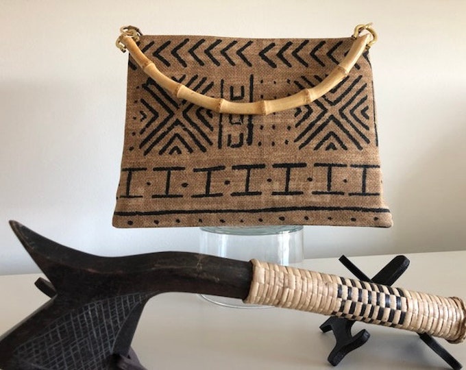 C≈2≈C The Handbag -  Brown Tribal with Authentic Bamboo Handle