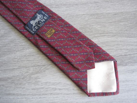 Celine Paris Vintage Burgundy Silk Tie – 1970s - image 6