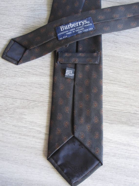 Vintage Burberrys Dark Brown Paisley Silk Tie – 1… - image 4