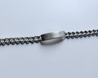 Heavy Sterling Silver Chain ID Bracelet Engraved 1940s