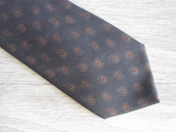 Vintage Burberrys Dark Brown Paisley Silk Tie – 1… - image 1