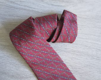 Celine Paris Vintage Burgundy Silk Tie – 1970s