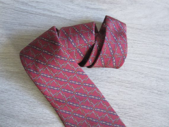 Celine Paris Vintage Burgundy Silk Tie – 1970s - image 1