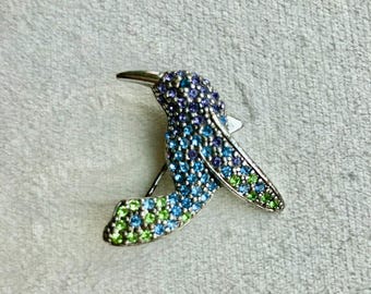 Vintage 80s Pavé  Hummingbird Brooch by Monet