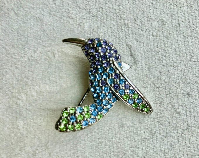 Vintage 80s Pavé  Hummingbird Brooch by Monet