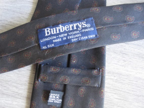 Vintage Burberrys Dark Brown Paisley Silk Tie – 1… - image 3