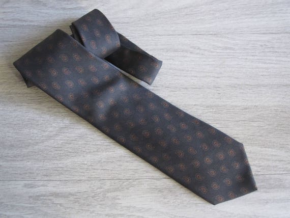 Vintage Burberrys Dark Brown Paisley Silk Tie – 1… - image 2