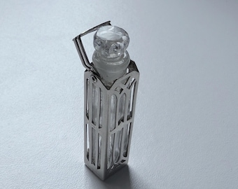 Rare Art Deco Sterling Silver Caged Crystal Perfume Bottle with Crystal Stopper