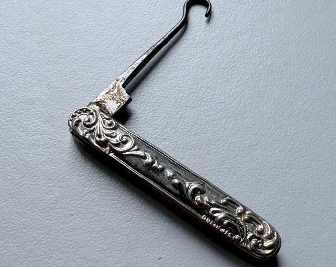 Antique Folding Button Hook Sterling Silver