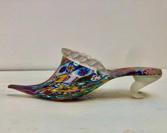 Vintage 1980s Millefiori Murano Glass Slipper