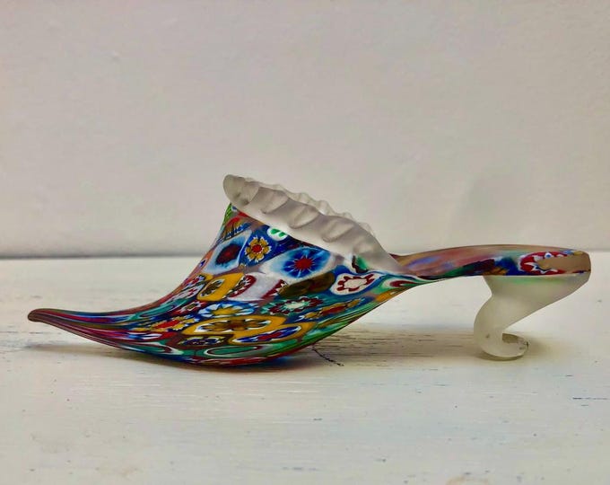 Vintage 1980s Millefiori Murano Glass Slipper